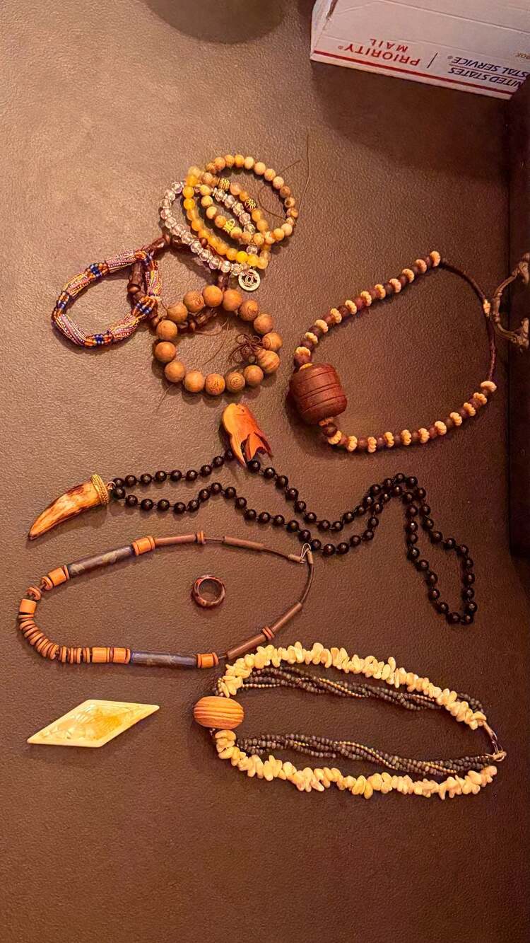 Vintage Boho Ethnic Tribal Natural Wood Seed Bone Bead Jewelry Lot Bracelets Nec
